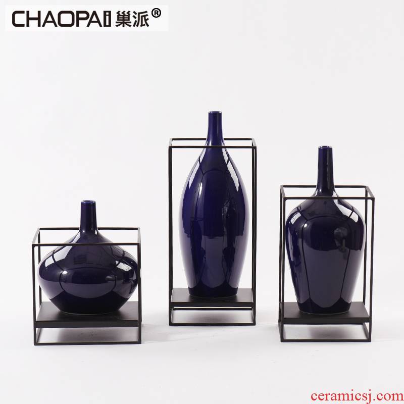 New classic blue fine ceramic bottle expressions using furnishing articles example room living room TV wine with soft outfit flowers, arts and crafts