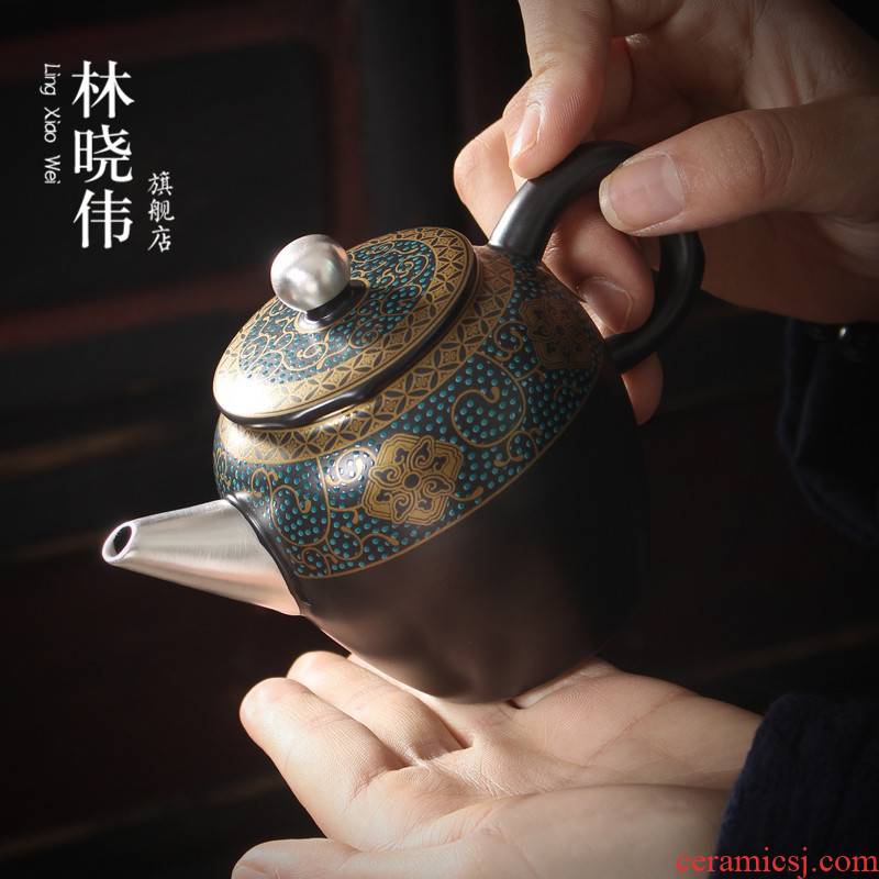 Lin Xiaowei kung fu tea set new product tasted silver gilding the teapot household ceramics single pot western creative little teapot tea