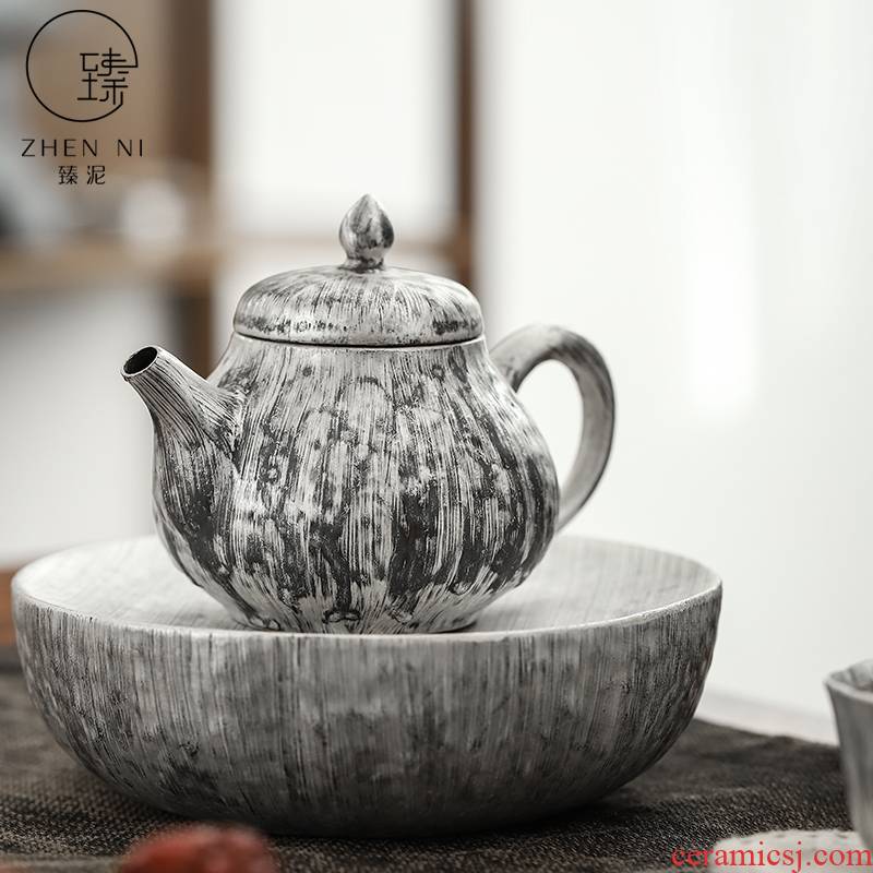 By mud coppering. As silver teapot pure manual brush which Japanese filter tea gifts household ceramics kung fu tea set single pot