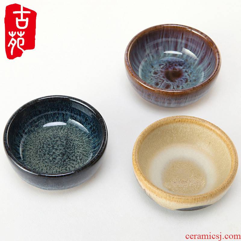 The ancient garden ceramics yixing purple sand cup glaze single glass up sniff coarse ceramic tea set to restore ancient ways The sample tea cup big expressions using straight
