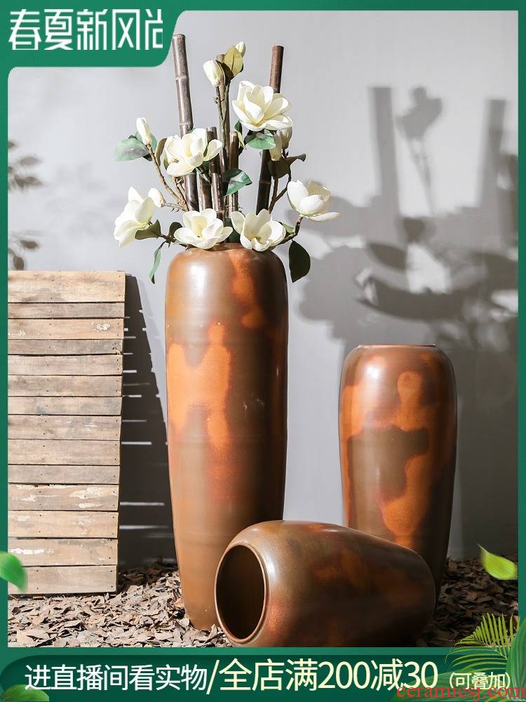 Creative ceramic vases, dry flower arranging flowers decorations restoring ancient ways furnishing articles hotel club villa living room floor coarse pottery