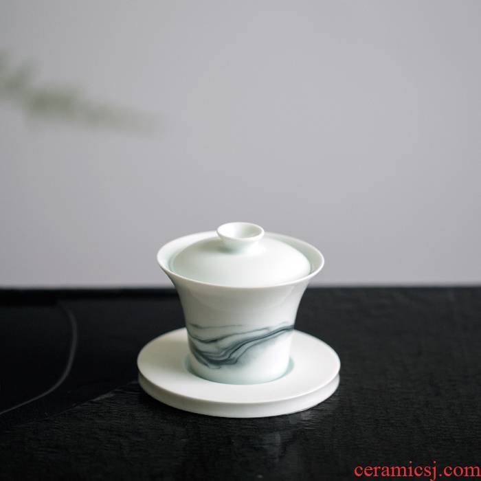 Landscape between ink tureen all hand tureen I human tea ware jingdezhen high temperature ceramic white porcelain