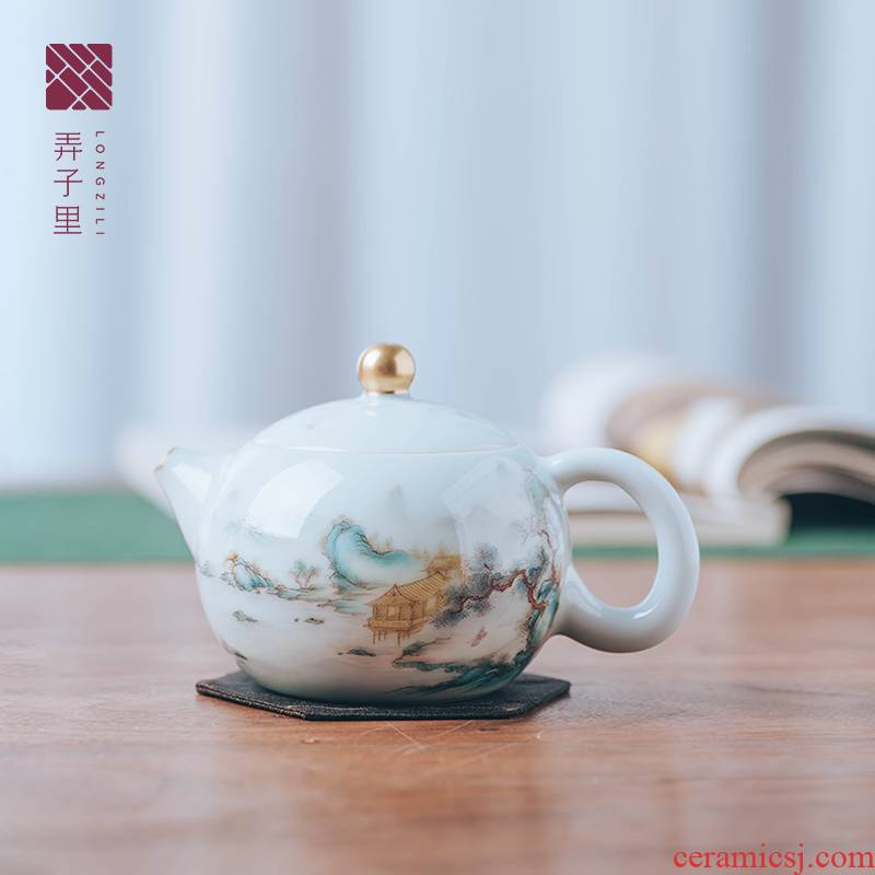 Made in jingdezhen ceramic teapot tea set suits for all hand antique landscape beauty pot of violet arenaceous mud