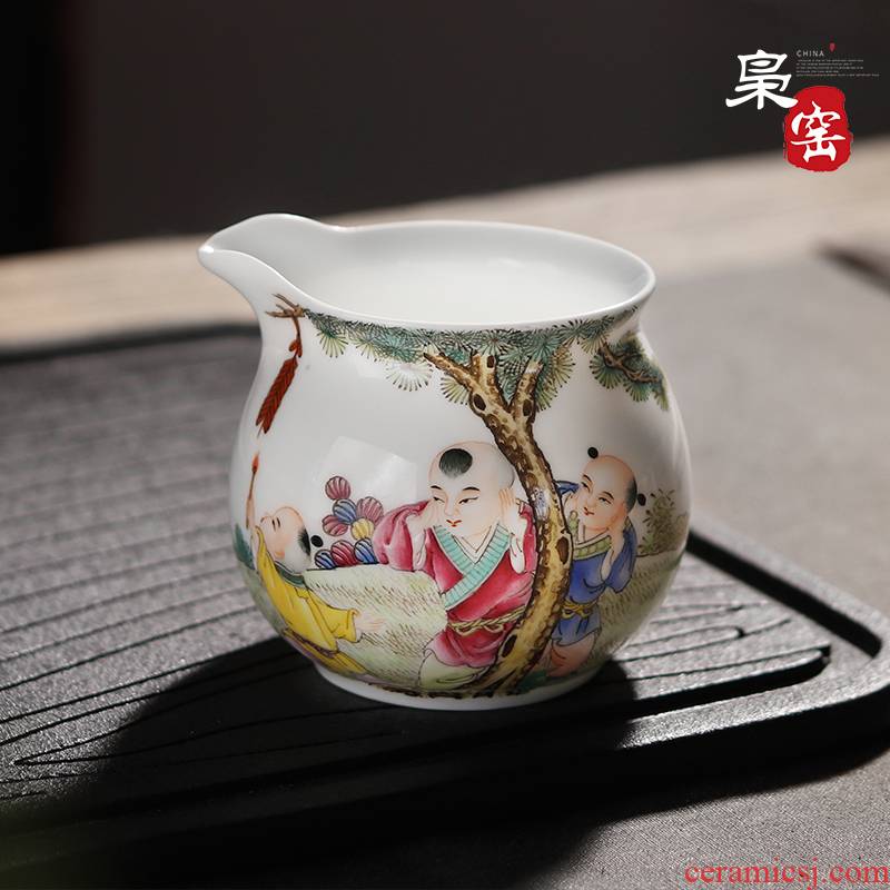 Jingdezhen famille rose tea set reasonable hand - made ceramic cup points make tea tea ware hand - made tong qu hand grasp