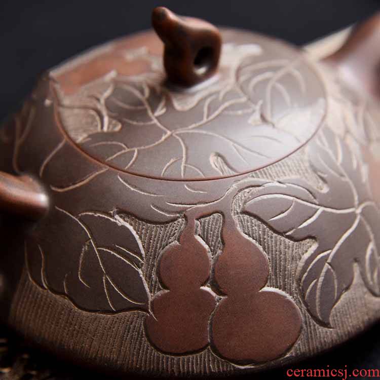 Creator qinzhou nixing pottery mud TaoChun manual high - capacity gourd pot of ferro, lotus leaf tea cups can form a complete set of tea sets