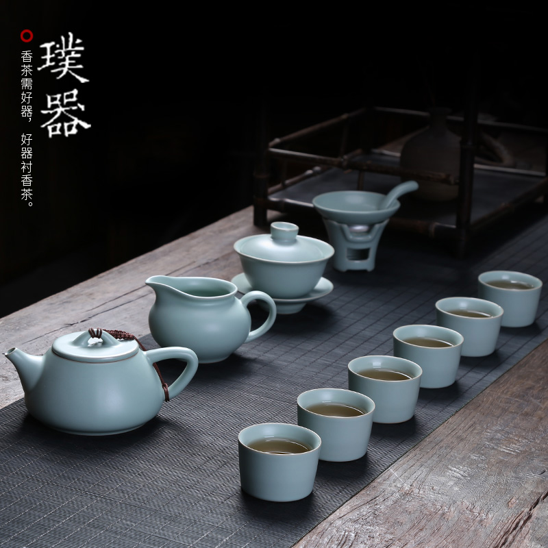 Injection machine household porcelain kung fu tea set contracted office to open the slice your up glaze of a complete set of ceramic tea cup teapot