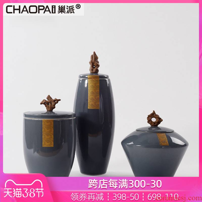 New Chinese style style ceramic storage jar furnishing articles postmodern sample room sitting room furniture stores soft outfit decoration