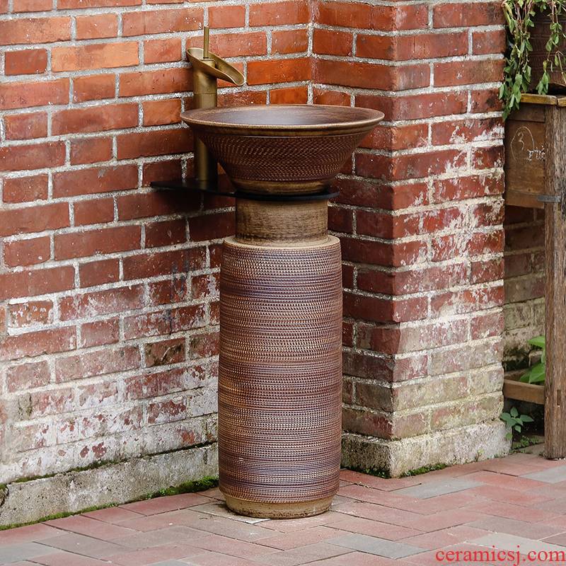 Pillar lavabo pottery basin floor is suing garden industrial integrated wind restoring ancient ways the column basin washing a face basin basin