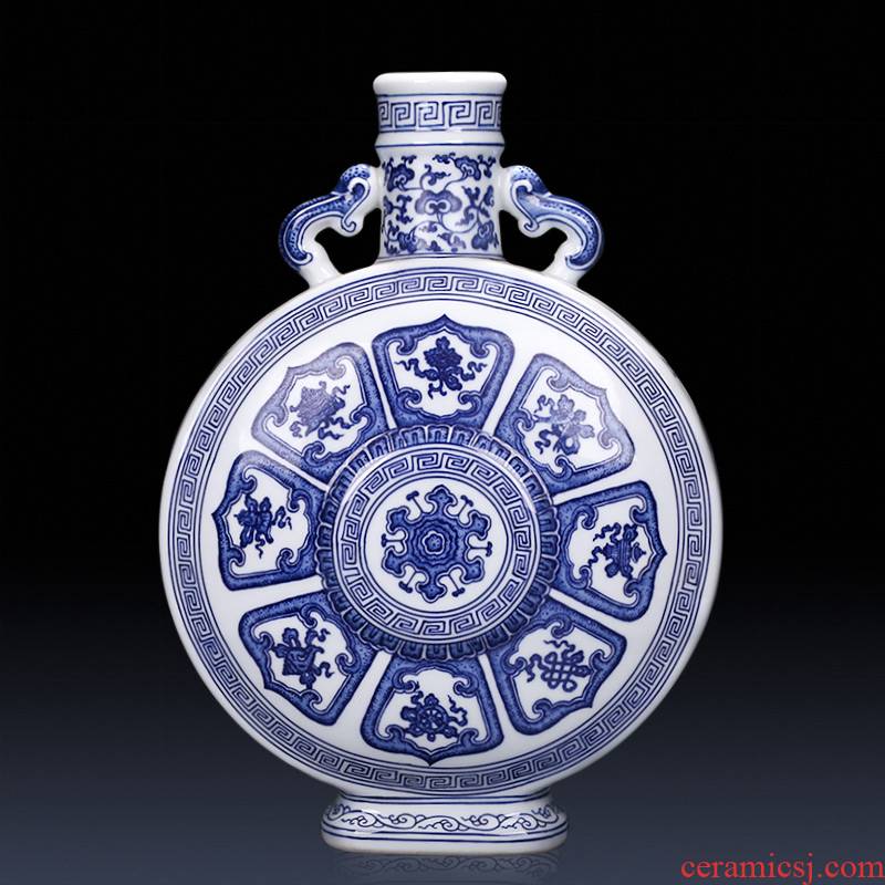 Jingdezhen ceramics imitation qianlong manual creative blue and white porcelain vases, new Chinese style home furnishing articles sitting room