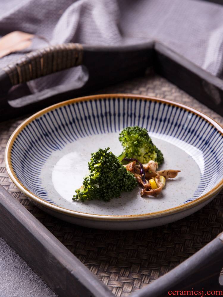 The Under glaze color porcelain FanPan circular plate deep dish Japanese dish dish dish restaurant tableware ltd. dish home plate