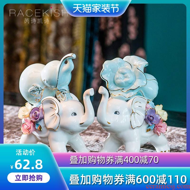 Lucky elephant furnishing articles household act the role ofing is tasted and TV ark, the opened wine ceramic decoration gifts sitting room porch decoration