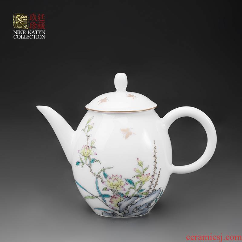 About Nine katyn checking ceramic teapot mini teapot single pot of jingdezhen hand - made pastel kung fu tea pot teapot