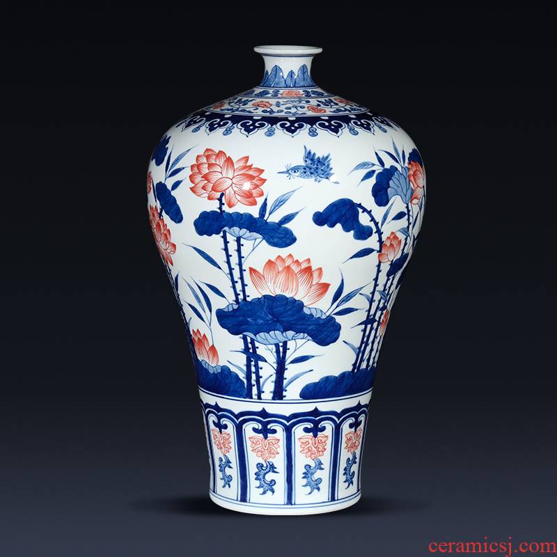 Jingdezhen ceramics mei bottles of Chinese style of large blue and white porcelain vase hand - made lotus sitting room porch place