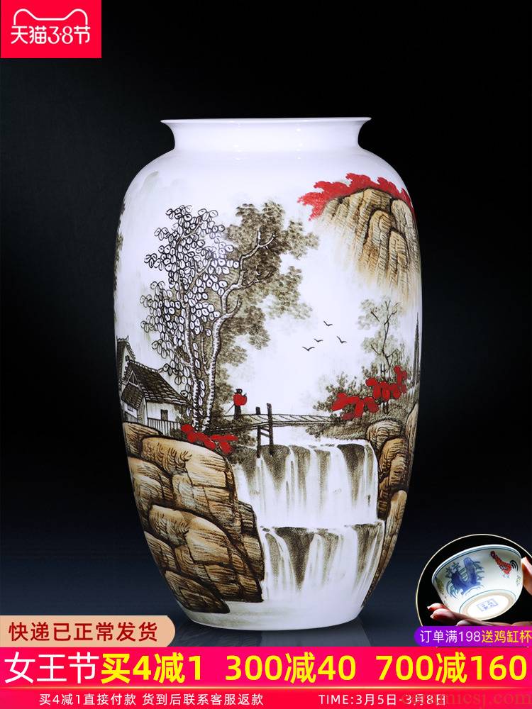 Jingdezhen ceramics of large vase furnishing articles large sitting room of Chinese style household adornment hand - made porcelain arranging flowers