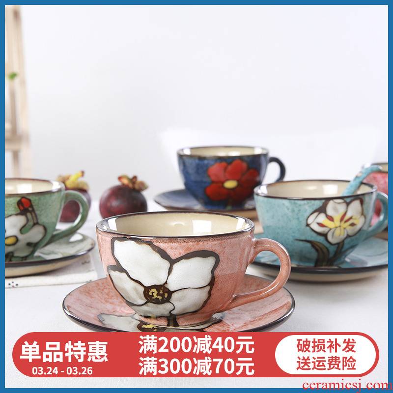 Korean yuquan 】 【 hand - made ceramic coffee cup suit European contracted export water cup restoring ancient ways