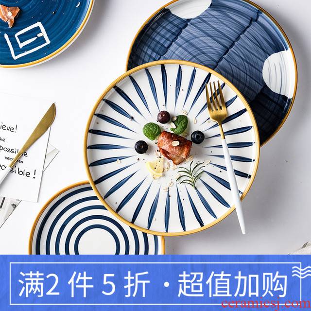 KaiGu Japanese and wind hand - made ceramic plate household retro steak dish of rice bowl dish dish dish food dish taste