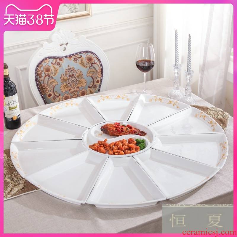 Platter trill plate combination of household ceramic creative web celebrity Chinese New Year reunion dinner suit with 0