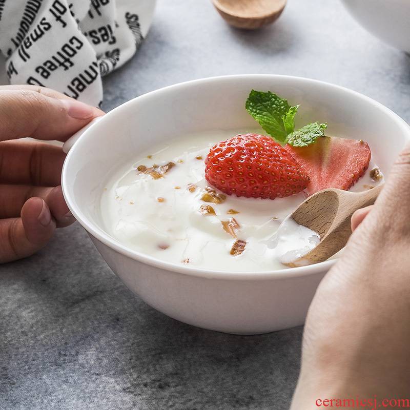 The Children 's breakfast bowl of creative household ceramics pure white ears bowl dessert bowl bowl of steaming bowl of move bird' s nest egg bowl of yogurt