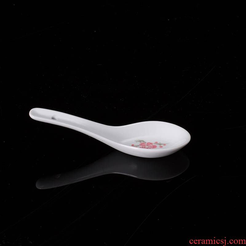 China red porcelain up with hong mei good/lotus flower small spoon, liling porcelain spoon, spoon, porcelain packing