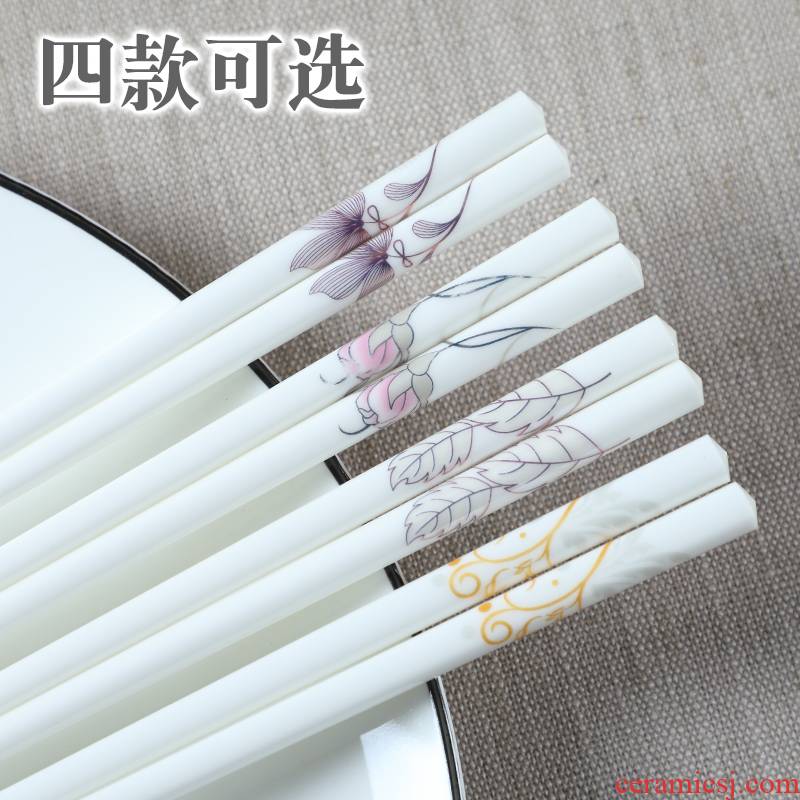 Move ceramic chopsticks Europe type 1 double domestic high temperature resistant easy to clean round chopsticks more than 2 double gift box