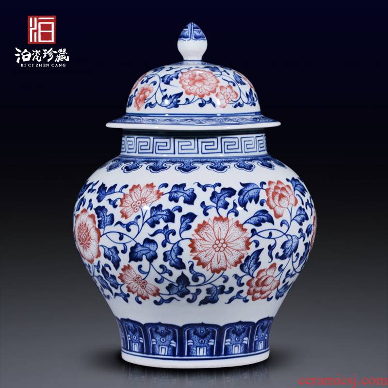 Blue and white porcelain of jingdezhen ceramics general tank sitting room home decoration ware caddy fixings Chinese penjing collection