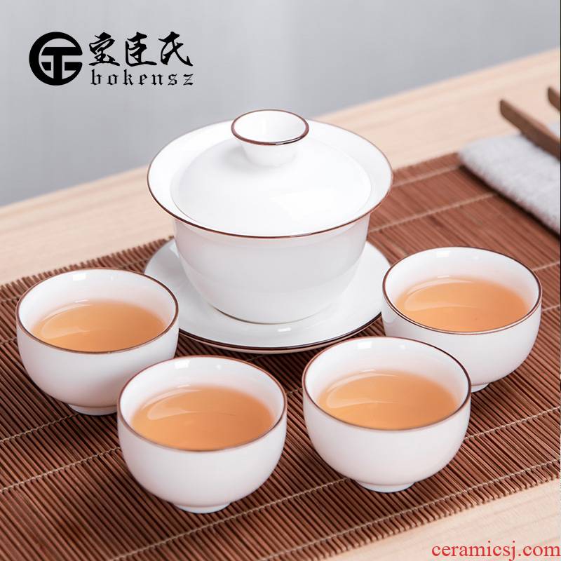 Treasure minister 's ceramic tureen three cups to use the teapot kung fu tea set tea bowl of tea tray