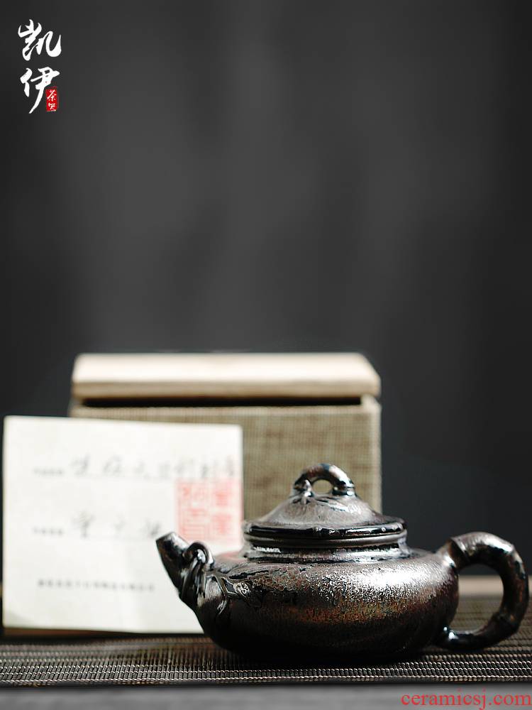 Kate/Zeng Guangxu temmoku up of bamboo pot teapot built manually kung fu tea ceramic teapot
