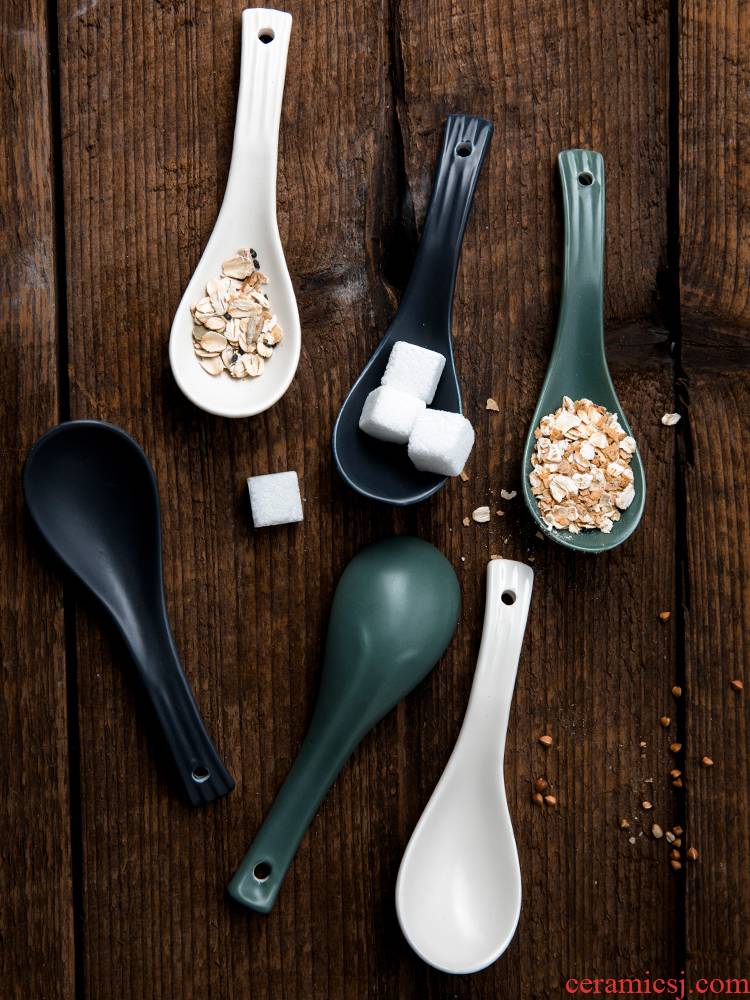 The material spoon ceramic household small spoon, run ladles small ceramic porridge porridge spoon run hot pot