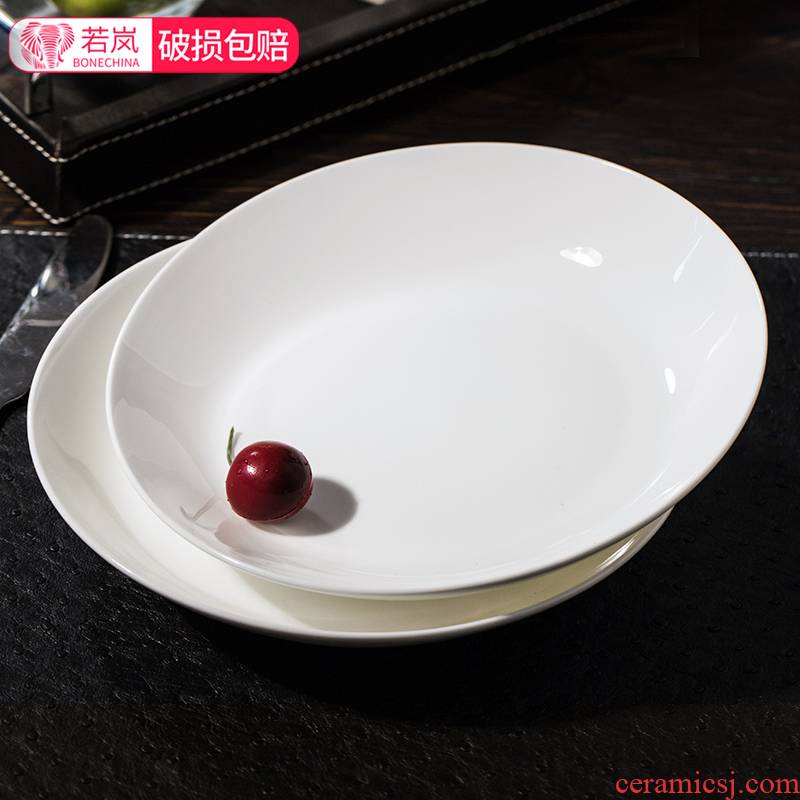 Pure white ipads porcelain food dish home soup plate deep dish 8 inch 10 inch ceramic round plate of fruit plate dinner plate
