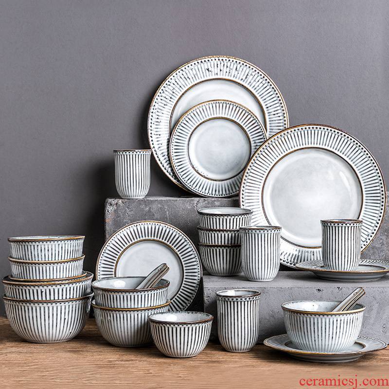 Porcelain soul ceramic dishes American suit modern ceramic tableware suite home dishes dish bowl chopsticks combination