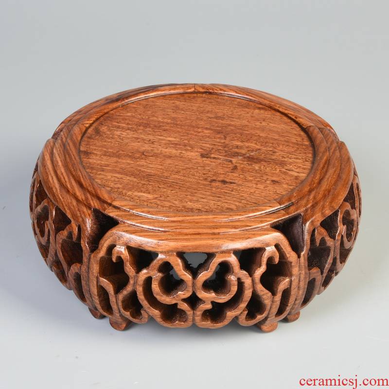 Redwood base rosewood carving clouds, what round base solid wood vases, incense burners are it tea base