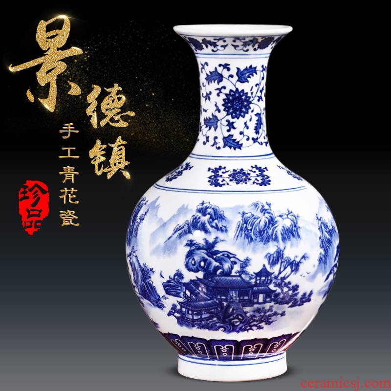 Jingdezhen blue and white porcelain vase sitting room place flower arrangement craft ceramics wine accessories and vase