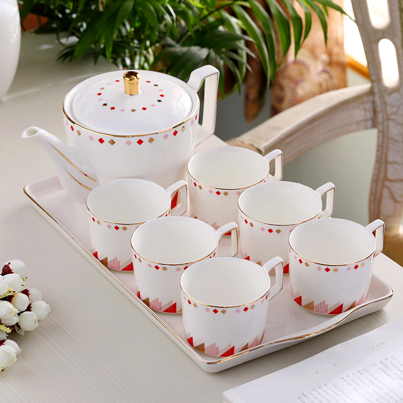 Korean tea set and contracted heat - resistant ceramic cup European cup with sitting room cup cold water household glass gift set