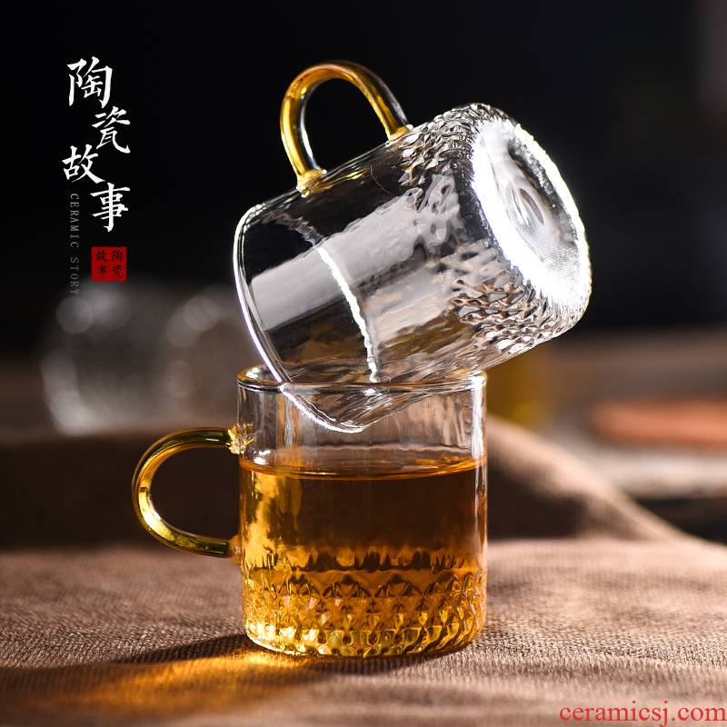 Ceramic story sample tea cup cup thickening high temperature resistant glass trumpet take masters cup home of kung fu tea set