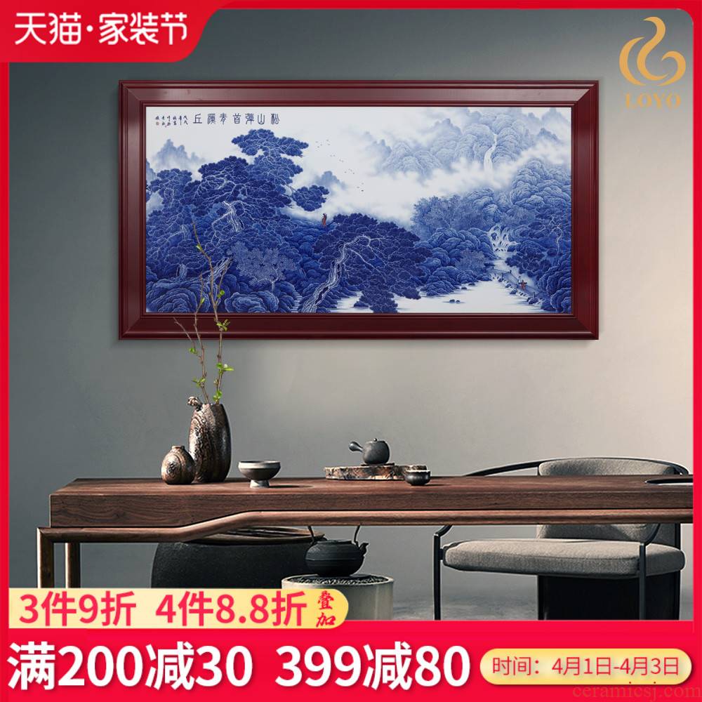 Jingdezhen ceramics hand - made scenery of blue and white porcelain porcelain plate paintings of Chinese style adornment sitting room sofa setting wall hang a picture