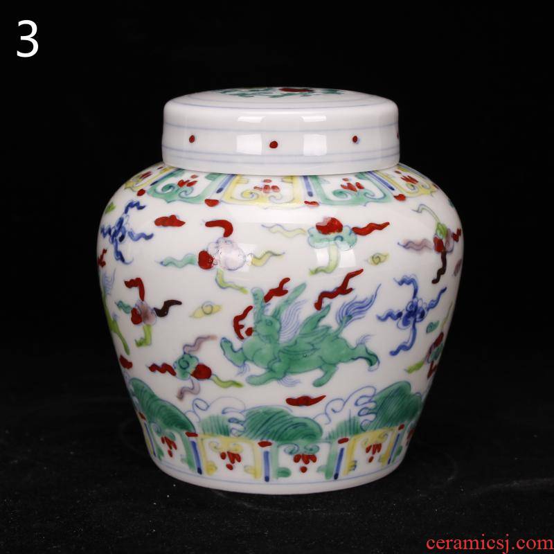 Jingdezhen hand - made color bucket kirin longfeng grain day word tea pot antique ceramic tea set, tea is tea storage storehouse