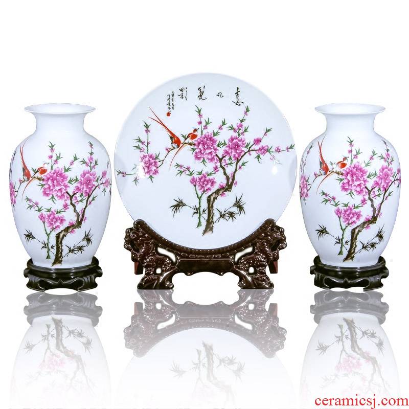 Jingdezhen ceramic vase furnishing articles flower arranging flower implement contracted sitting room new Chinese arts and crafts decorative vase three - piece suit