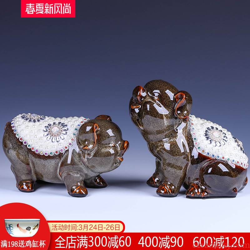 Jingdezhen ceramic of the feng shui plutus furnishing articles rich ancient frame, lovely creative decoration large living room