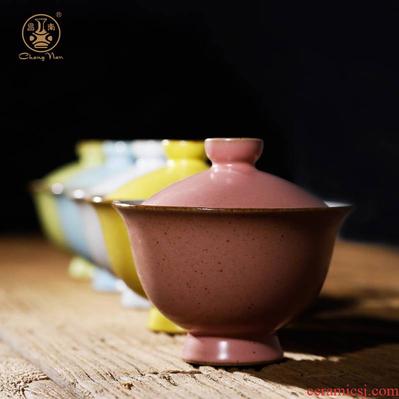Prosperous south jingdezhen ceramic large tureen kung fu tea tea cups three of the bowl bowl more coarse pottery making tea