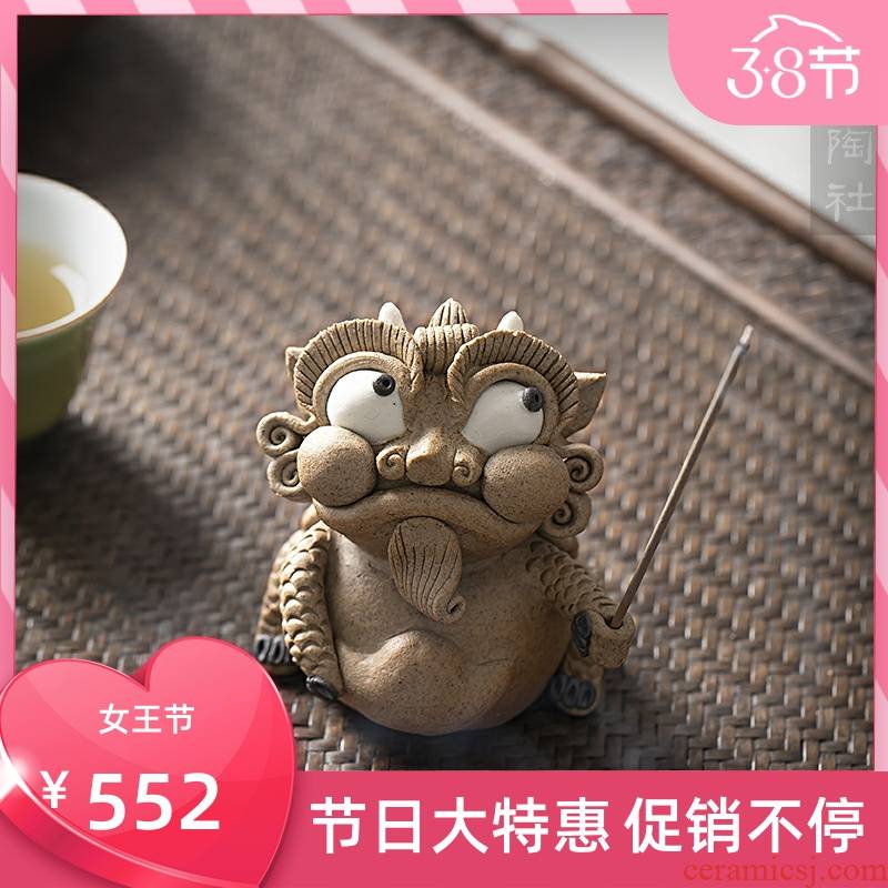 Poly real scene ceramic incense buner line xiang xiang spoil incense seat furnishing articles point device plugged into the mythical wild animal tea zen household lie the incense buner