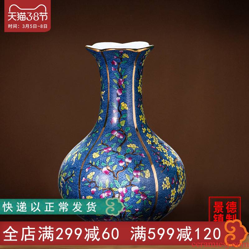 Jingdezhen ceramic antique enamel pastel color vases, flower arranging Chinese ancient frame sitting room adornment handicraft furnishing articles