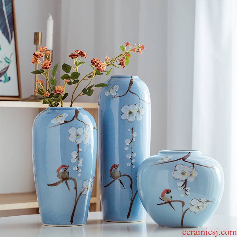 Jingdezhen ceramic vase furnishing articles of Chinese style hall, dry flower, flower arranging bottles creative Chinese wind desktop porch decoration