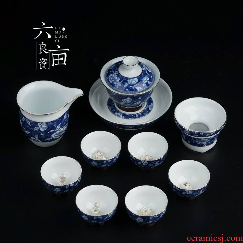 Blue and white porcelain tea set contracted Chinese tea taking of jingdezhen ceramic teapot teacup whole household kunfu tea