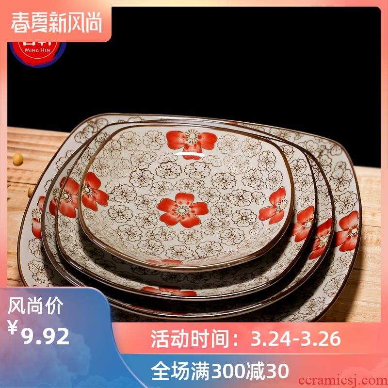 Japanese hand - made ceramic tableware plate pastry dish plate of Korean creative small plate flat square plate