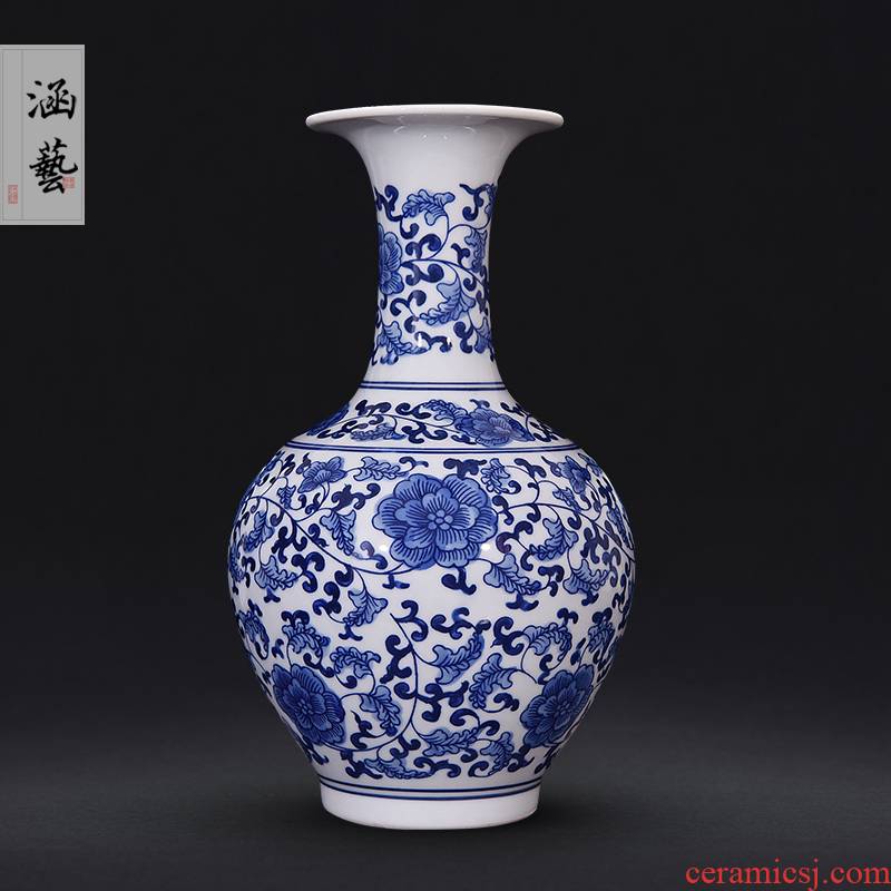 Jingdezhen ceramics classic blue and white porcelain vases, flower arrangement sitting room of Chinese style household adornment handicraft furnishing articles