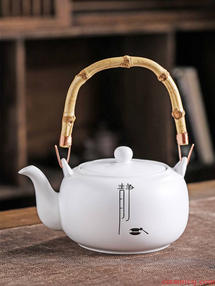 Jun ware up white fat white bodhi pot large ceramic teapot zen single girder pot pot teapot 700 ml