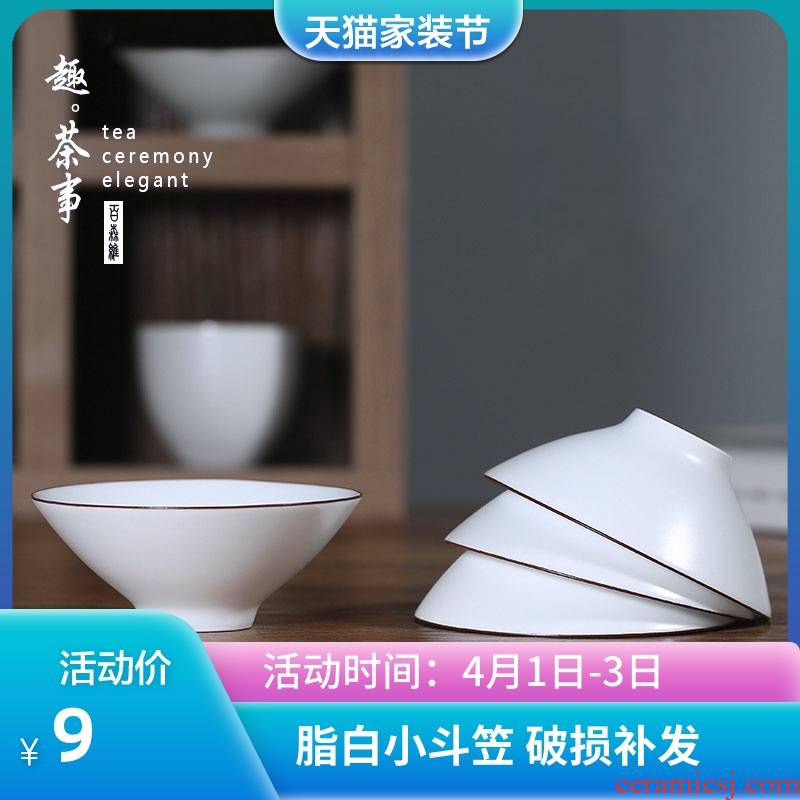 Babson d matte enrolled white porcelain hat to master cup small single CPU thin foetus ceramic cups tea cups of kung fu tea set