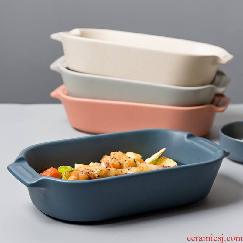 Pan creative ears ceramic baked FanPan household dish dish dish microwave oven baked cheese bowl plate tableware