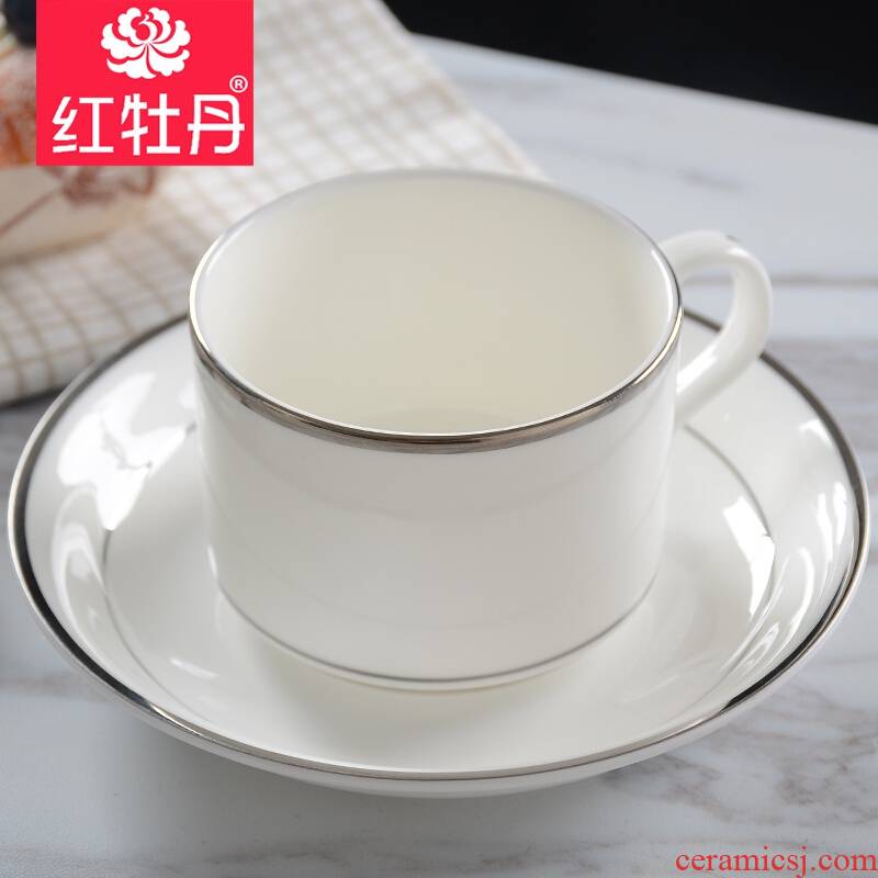 Red peony European - style coffee cup tangshan ceramics from ipads plates afternoon tea cups contracted creative coffee cup set