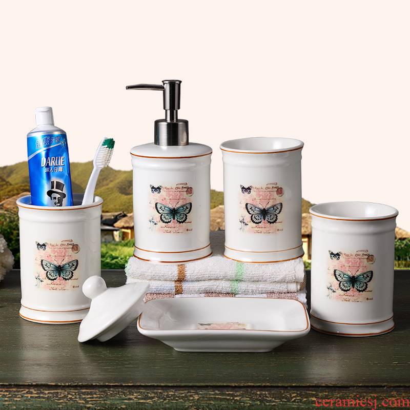 Creative American pastoral wash gargle suit ceramic dental composites YaGang cup toothbrush cup Europe type toilet bathroom articles for use